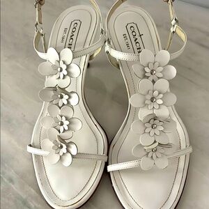 Coach White Floral Sandals
